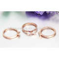 Designed plain rose gold flower ring for women,rose gold crystal rings jewelry